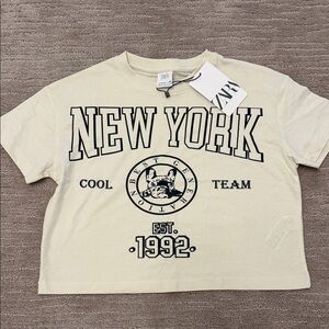 NWT Zara Kids Cream New York Graphic T-Shirt Size 9/10
